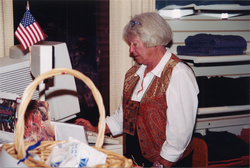 Ann Dunnigan working at the Exhibit Center gift shop.