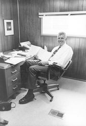 Bruce Crawford, personnel, at his desk