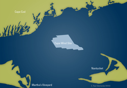 Map showing the location of the proposed Cape Wind Associates wind farm.