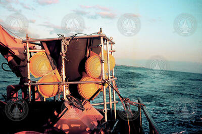 Werner Deuser's first sediment trap on deck prior to deployment.