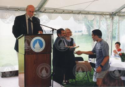 John Farrington, Bob Gagosian, Judy McDowell and graduate Derek Fong.