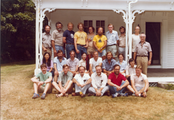 1979 Geophysical Fluid Dynamics program group on porch of Walsh cottage.