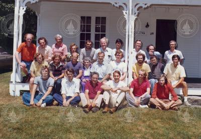 1977 Geophysical Fluid Dynamics program group on porch of Walsh cottage.