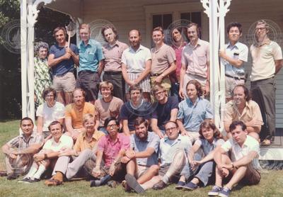 1973 Geophysical Fluid Dynamics program group on porch of Walsh cottage.