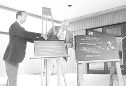John Heyl and Art Maxwell setting up the McLean Lab dedication ceremony.