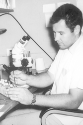 George Hampson at work in laboratory.