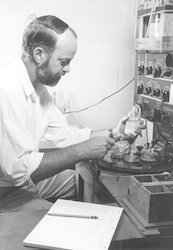 Charles "Dana" Densmore at work in his laboratory.