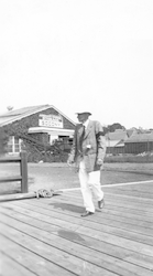 Henry Bigelow walking on WHOI dock.