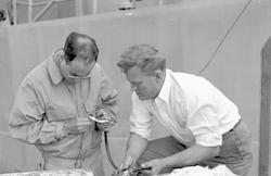 Stan Bergstrom and Willard Dow checking cables