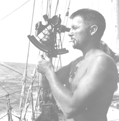 Don Fay with a sextant
