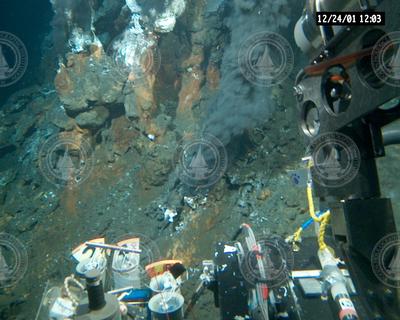 Hydrothermal vent smoker viewed during Alvin dive 3738.