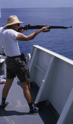 Alden Cook on shooting a rifle on Atlantis II cruise 15.