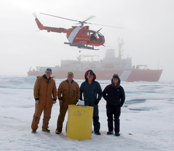Steve Lambert, John Kemp, Rick Krishfield, and Jeff Pietro with deployed ITP buoy.