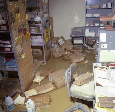 Damage evidence after water main break at Clark Laboratory.
