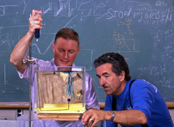 Jack Whitehead and Stan Hart working on fluid dynamics experiment.