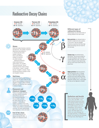 Infographic depicting radioactive decay chains.