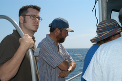 Jesse Vecchione (WHOI JP) and Tim Stanton (NPGS) during transit.