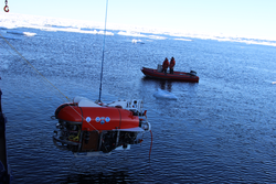 Deployment of ROV Nereid Under Ice vehicle.