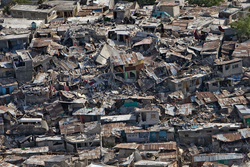 View of devastation after 2010 earthquake in Haiti.