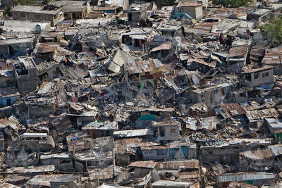 View of devastation after 2010 earthquake in Haiti.