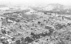 View of devastation after 1976 earthquake in Tangshan, China.