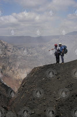 Ken Sims and Dennis Jackson looking out over the vast volcano before the climb.
