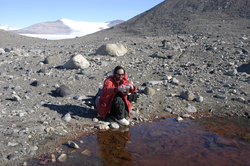 Mak Saito collecting samples in Antarctica.