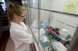 SSF Erica Hildebrand working in the lab.