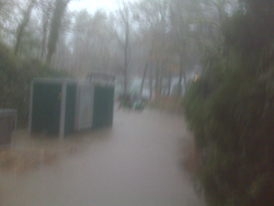 Flooding behind McLean building.