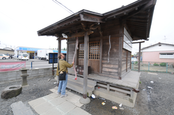 Buesseler pays respects at Namiwake Shrine near the city of Sendai, Japan.