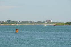 View of Woods Hole Channel and Nobska Point in the distance.