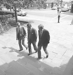 John Steele and Elliot Richardson entering the Redfield building.
