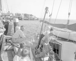 Columbus Iselin sees colleagues off on a 1950 Gulf Stream cruise aboard Seal.