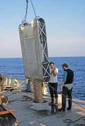 George Hampson and Steve Page with epibenthic sled.