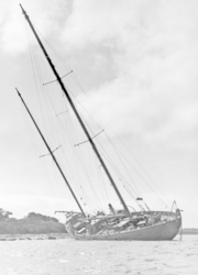 R/V Atlantis aground safely after the 1944 hurricane.