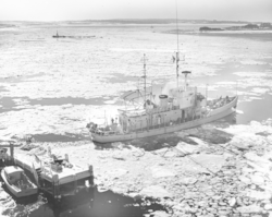 R/V Crawford in icy waters.