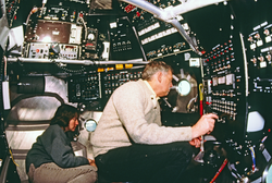 Meg Tivey and Dudley Foster observing from inside Alvin.