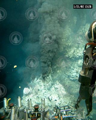 A hydrothermal vent black smoker taken during Alvin dive 3758.