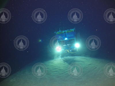 View of ROV Jason front and lit up near the ocean bottom.