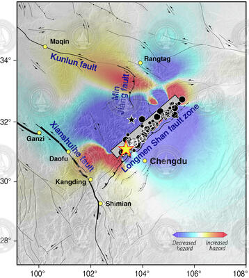 Diagram of earthquake along Longmen Shan fault in China.