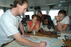 Ken Houtler teaching students navigation skills.