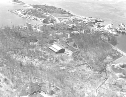 Aerial view of Woods Hole, Blake building