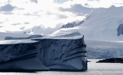 A smoothly sculpted Antarctic Ocean iceberg.