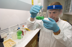 SSF Jared Singer works in clean lab.