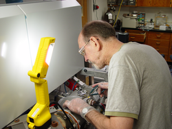 Dave Schneider working on the plasma mass spectrometer.