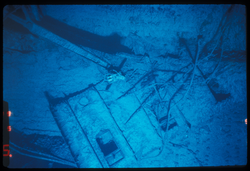 A section of collapsed bulkhead from the captain's quarters.