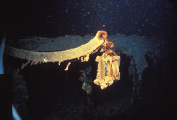A Welin lifeboat davit on board wreck of the RMS Titanic.