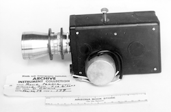 16mm movie camera. Adapted aircraft gun camera