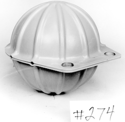 Glass sphere in plastic orange hardhat. 10-in.