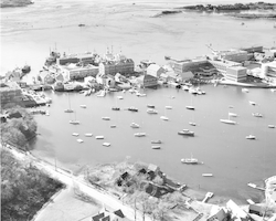 Aerial view of Woods Hole harbors